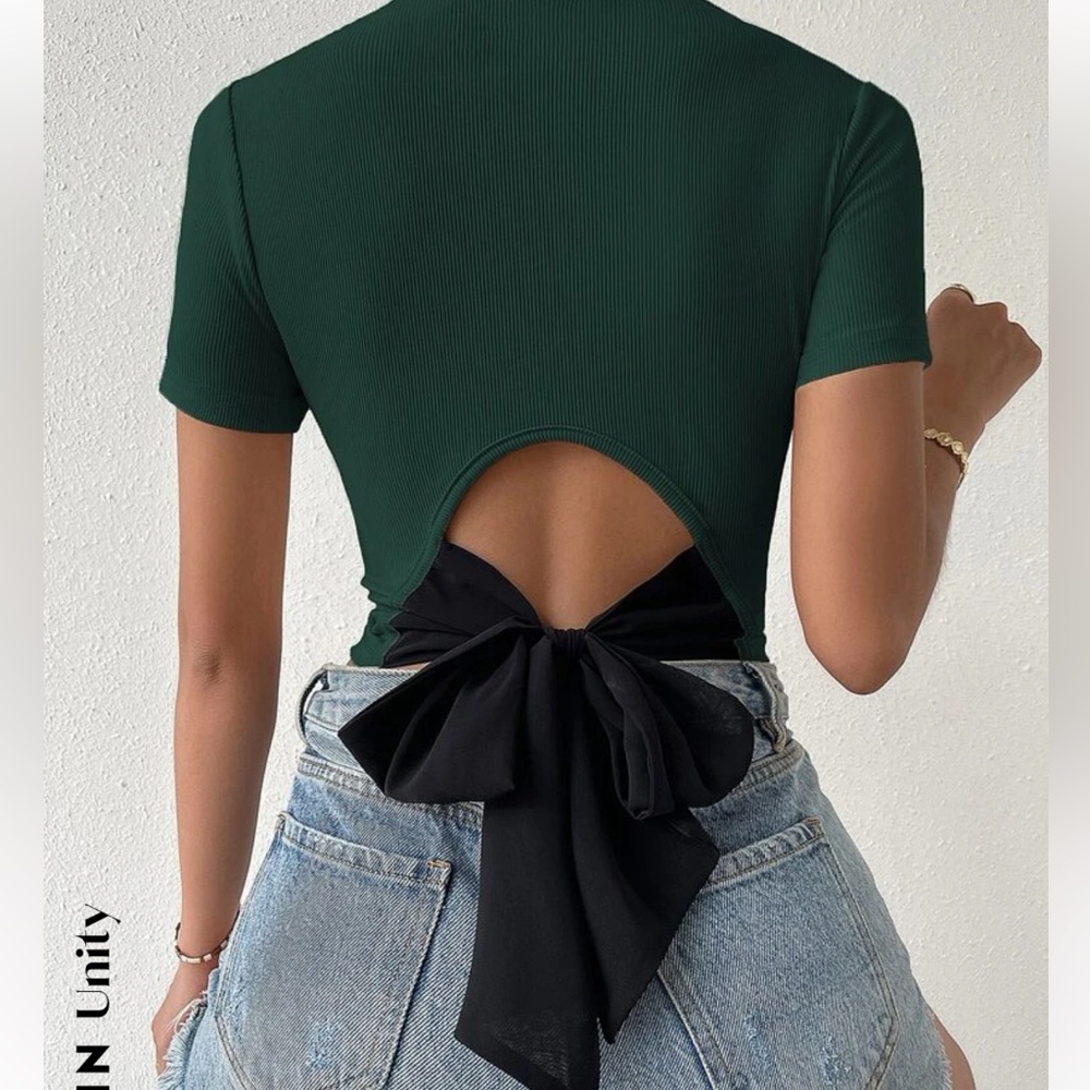 SHEIN Unity Tie Back Rib Knit Top